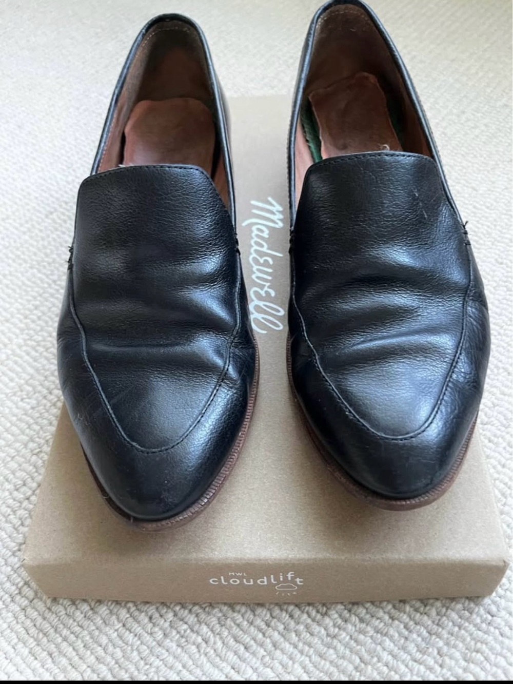 Madewell Black Leather Slip-On Classic Loafers Womens 7.5 shoes